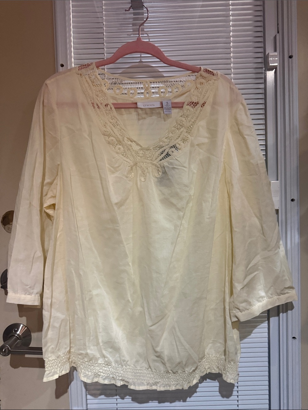 Chico's Cream Lace-Trim Tunic Top